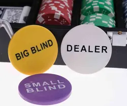 Poker-Set im Koffer — Pokerchips (mehrfarbig), 2 Kartendecks, Big/Small Blind-Marker - Bild 4