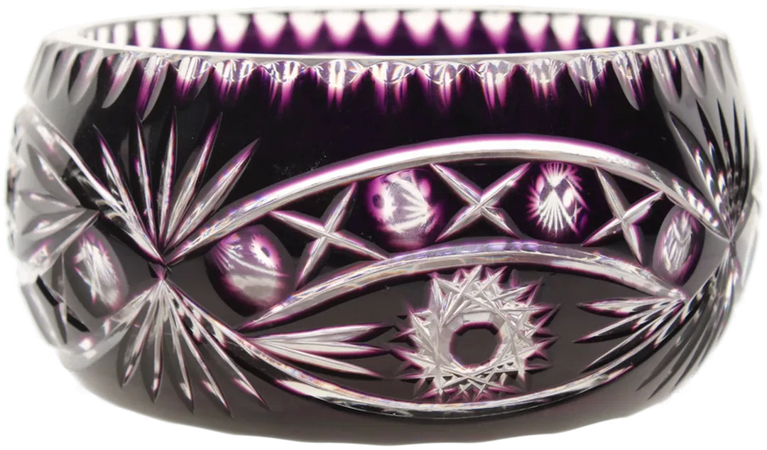 Elegante, handgeschliffene Bleikristall-Schale in Violett - Bild 1