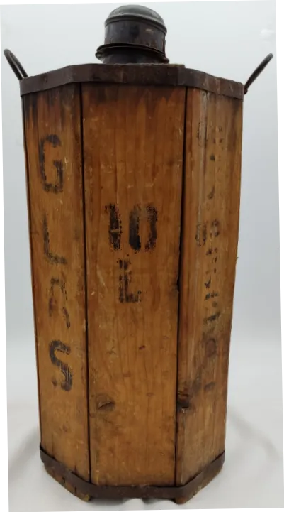 Antike Glasflasche mit Holzummantelung 10 Liter – Bild 2