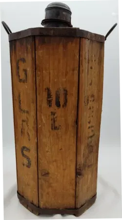 Antike Glasflasche mit Holzummantelung 10 Liter - Bild 2