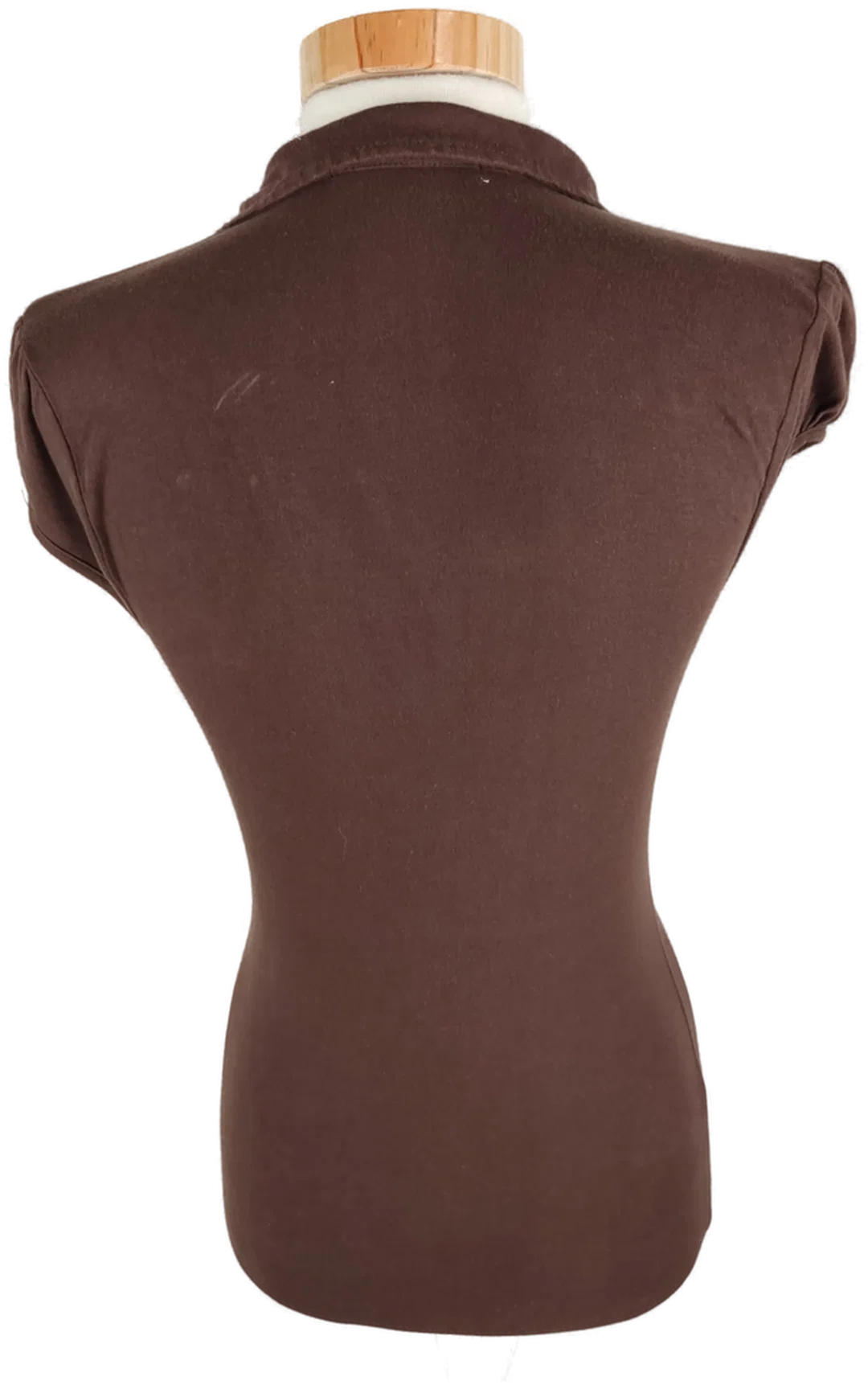 T-Shirt "Fishbone", kurzarm mit V-Ausschnitt und Kragen, dunkelbraun, Größe XS – Bild 3
