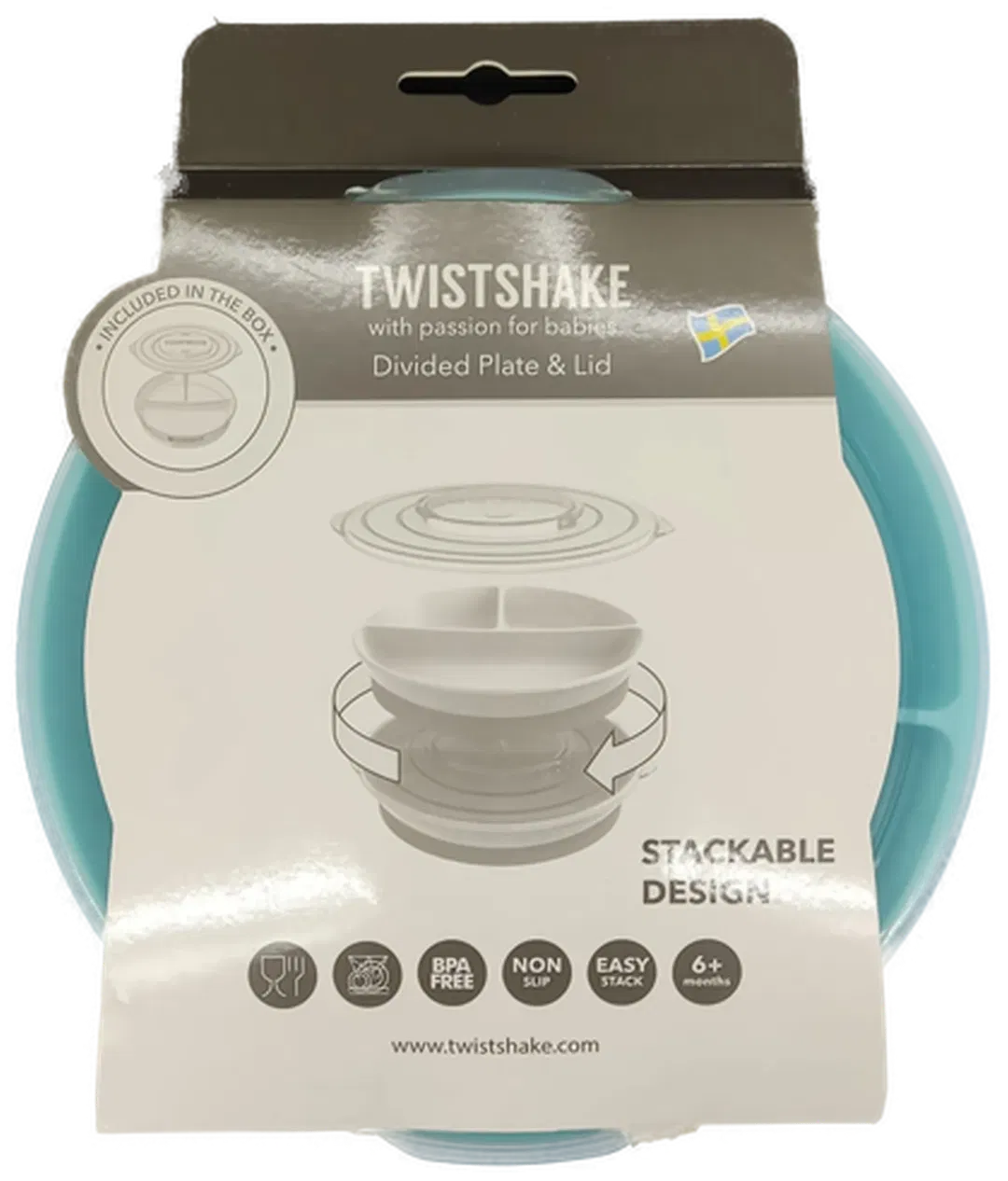  Twistshake Essgeschirr Teller mit Abtrennung und Deckel für Babies in blau - Bild 1