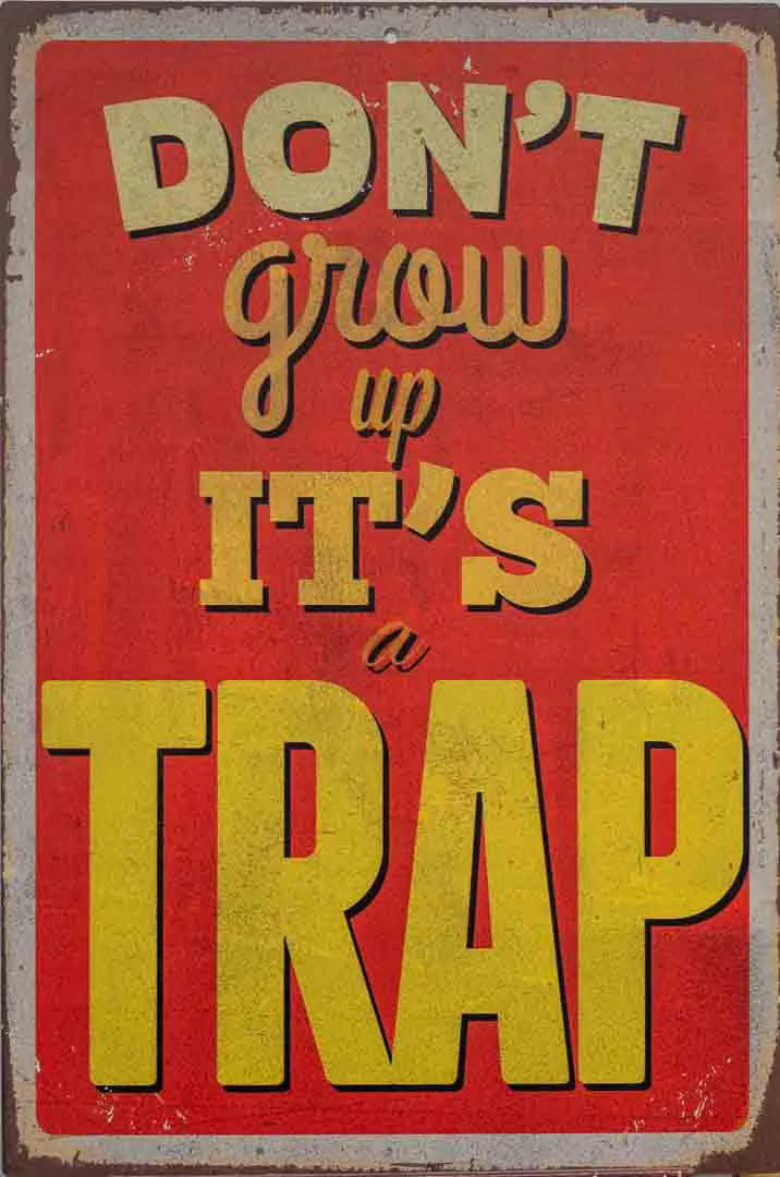 Vintage Blechschild „Don’t grow up it’s a trap“ 30x45 cm - Bild 4