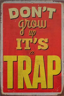 Vintage Blechschild „Don’t grow up it’s a trap“ 30x45 cm - Bild 1