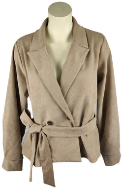 Damenjacke Sa. Hara in Beige mit Bindegürtel | Zeitloser Stil