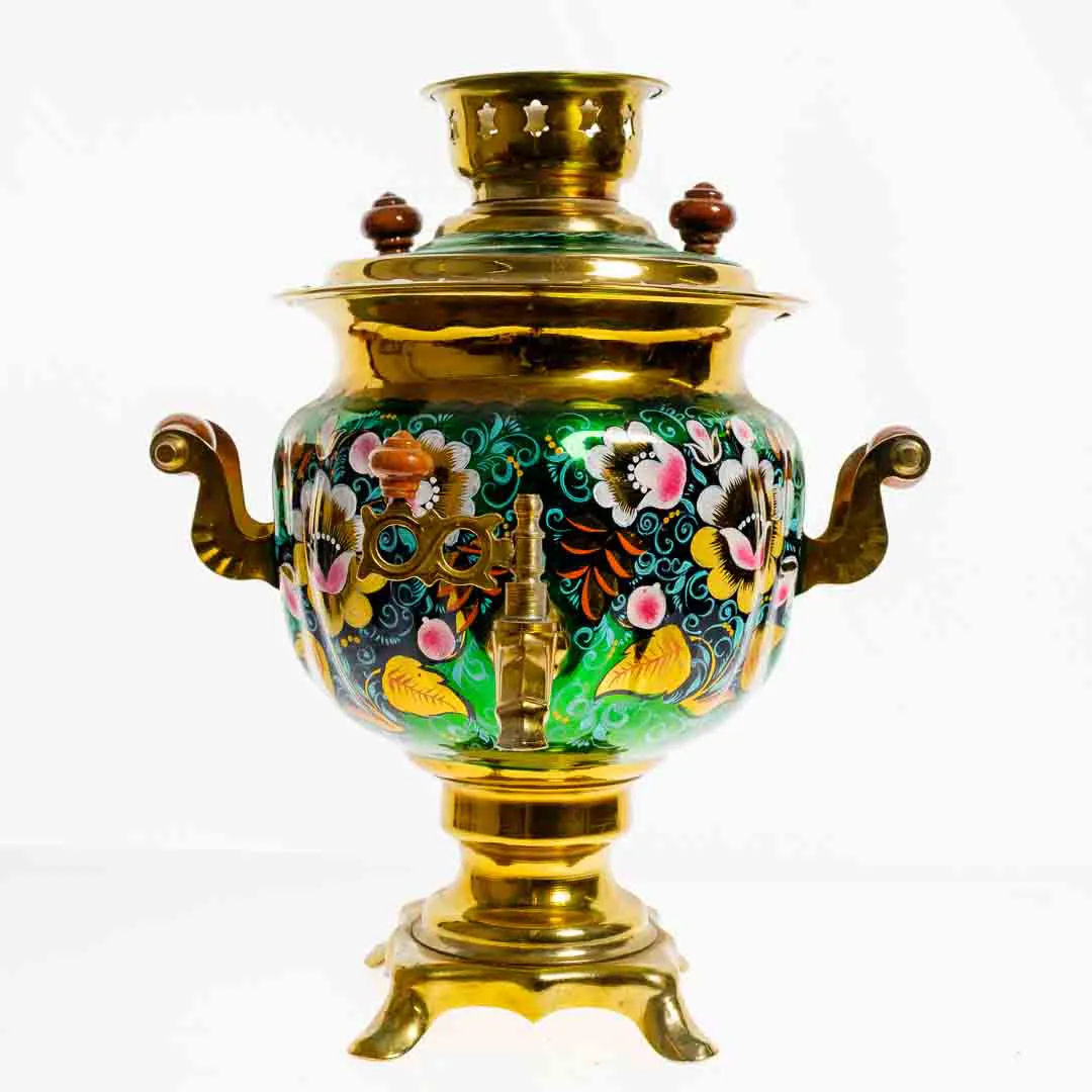 Russischer Samowar Messing handbemalt ca. 33 cm DEKO! – Bild 3