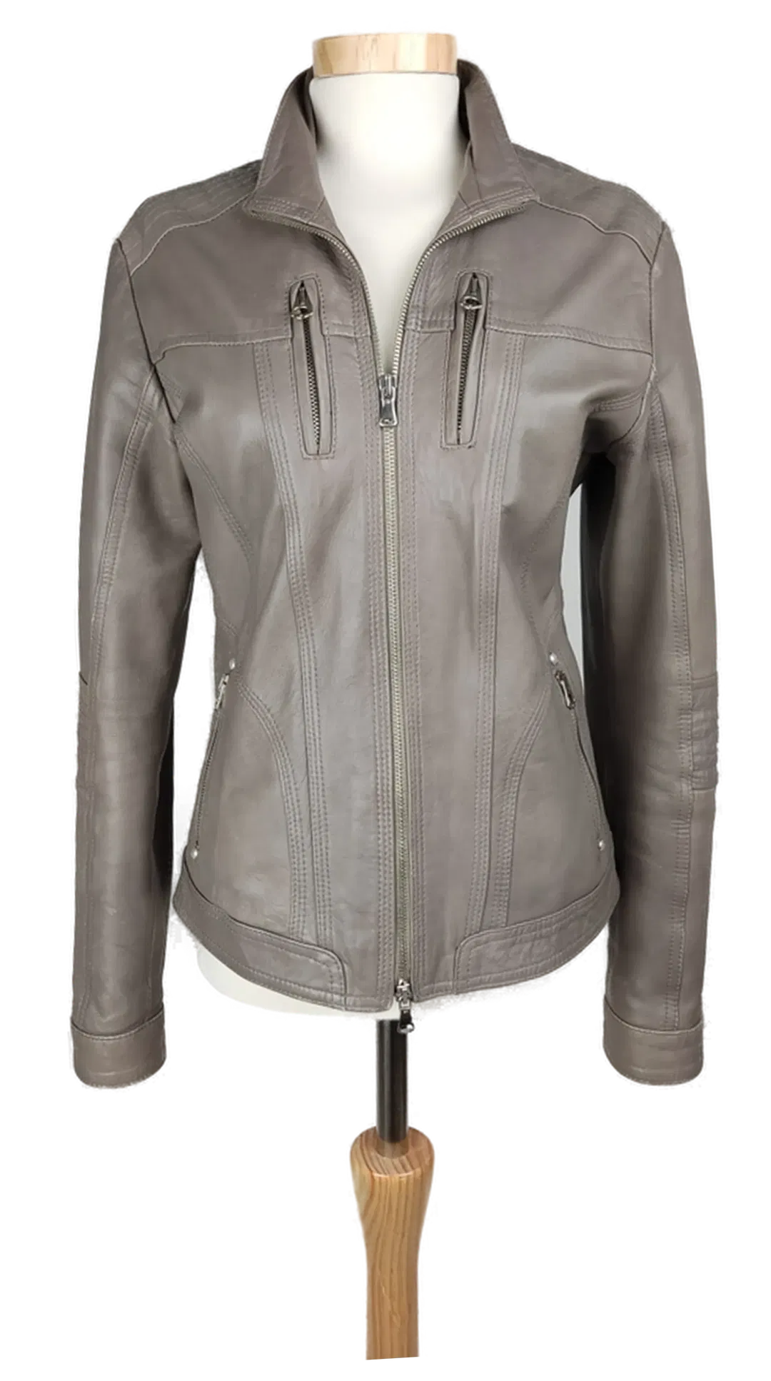 Via Montenapoleone Damen Lederjacke graubraun - L/40 - Bild 1