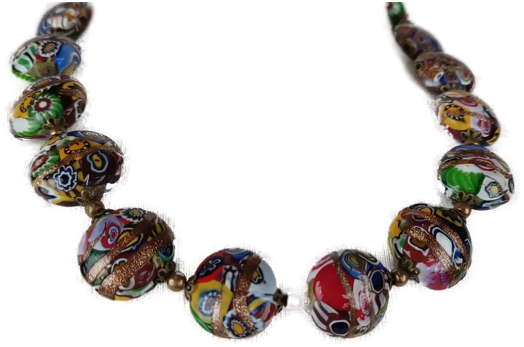 Muranoglas Halskette Millefiori 47cm | Italienischer Schatz – Bild 3