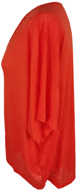 T-Shirt "Janina", kurzarm mit V-Ausschnitt, orange, Größe 48 – Vorschau 2