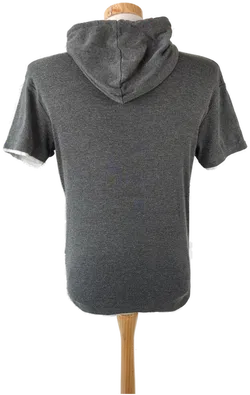 FSBN Herrenshirt  Kurzarm mit Kapuze grau - Gr. M (Slim fit) - Bild 3