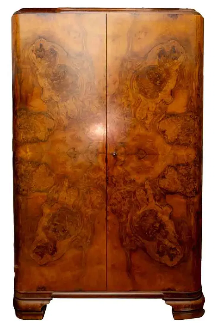 Art Déco Kleiderschrank, Wurzelholz-Furnier, 120x190 cm, Vintage, Art Deco - Bild 4