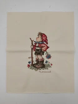 M. J. Hummel Vintage Kreuzstich-Bild: Junge mit Wanderstab - Bild 2