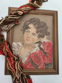 Gobelin Stickset mit Echtholzrahmen, Frauenportrait - Bild 2