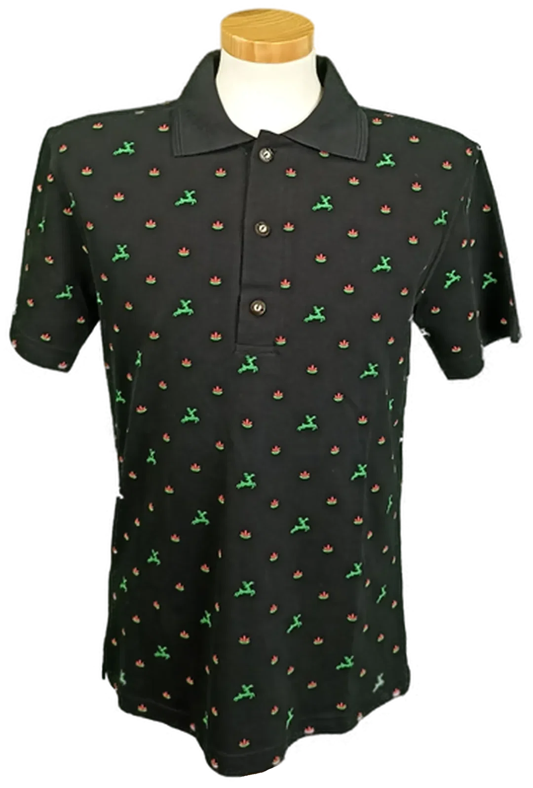 Nockstein Trachten Herrenpoloshirt schwarz gemustert Gr. M – Bild 1