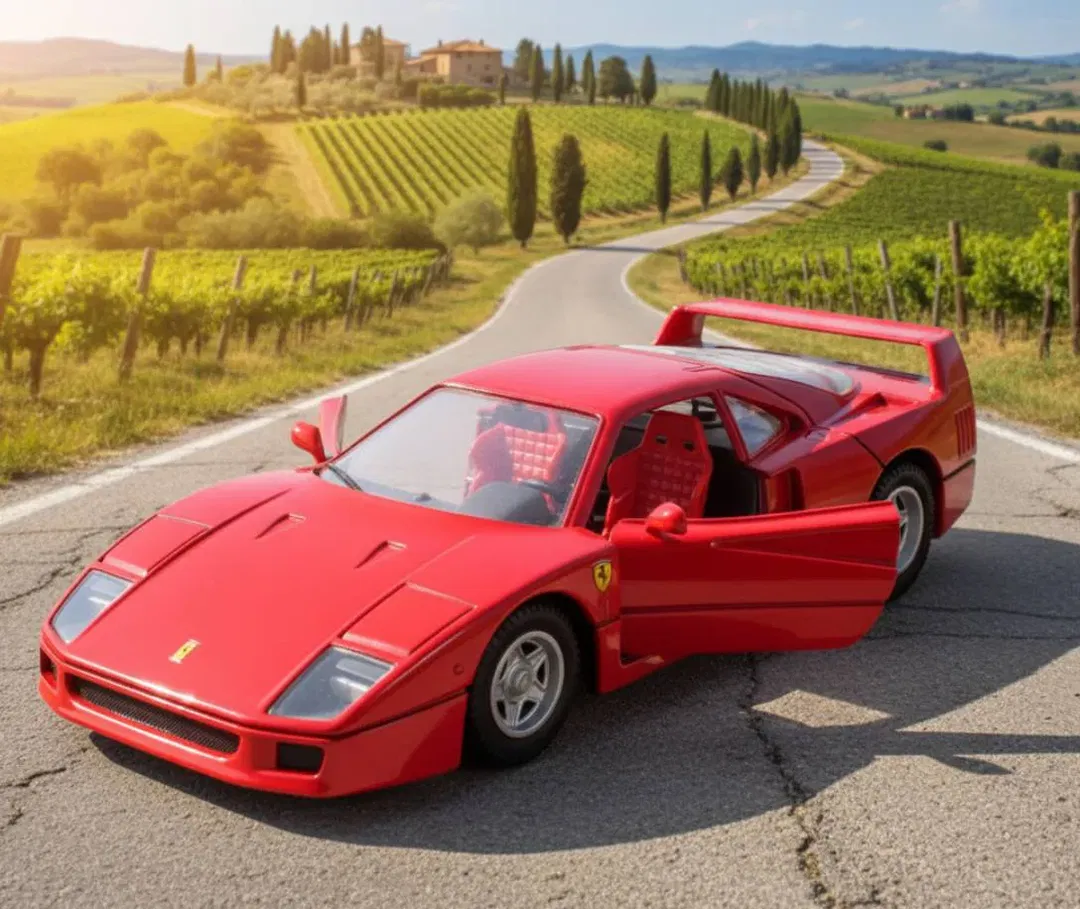 Tonka Ferrari F40 Modellauto – Maßstab 1:25, Rot, Metall, mit öffnenden Türen - Bild 1