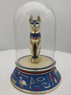 'The sacred  bast cat' Porzellan mit Glaskuppel & Zertifikat von Franklin Mint | Ägyptischer Schatz - Bild 3