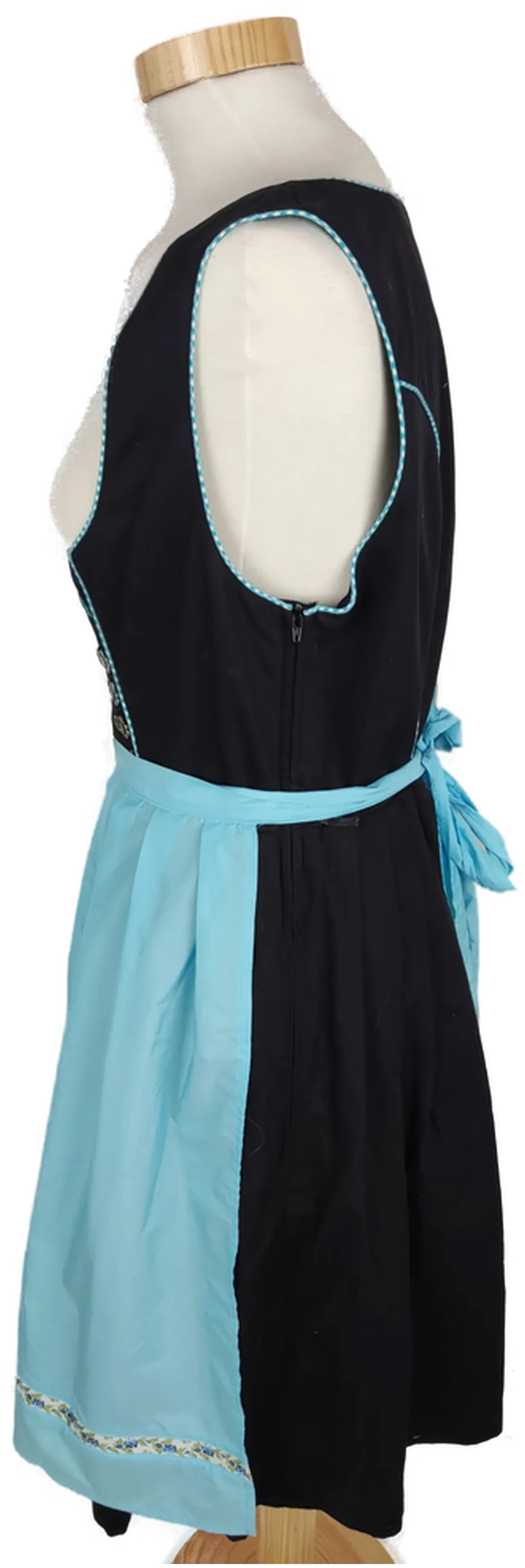 Dirndl "Stockerpoint", schwarz/türkis mit Stickerei und Hafteln, Größe 40 – Bild 4