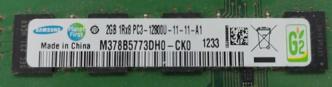Samsung 2GB DDR3 1Rx8 PC3-12800U-11-11-A1 Arbeitsspeicher / RAM  – Bild 2