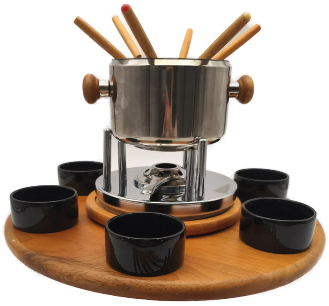 Fondue Set mit Drehteller, vintage, rustikal - Bild 1