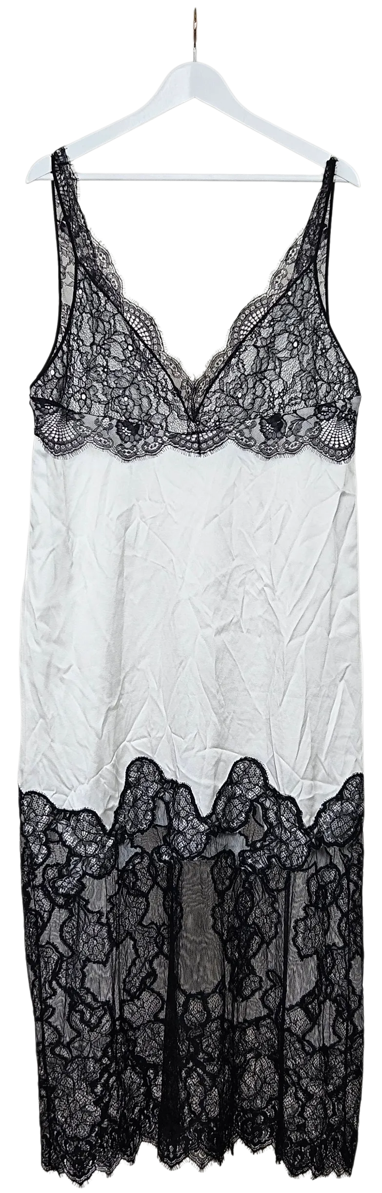 ZARA Damen Maxikleid mit Spitze, weiß - Gr. L - Bild 1