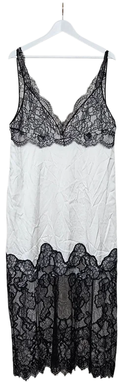 ZARA Damen Maxikleid mit Spitze, weiß - Gr. L