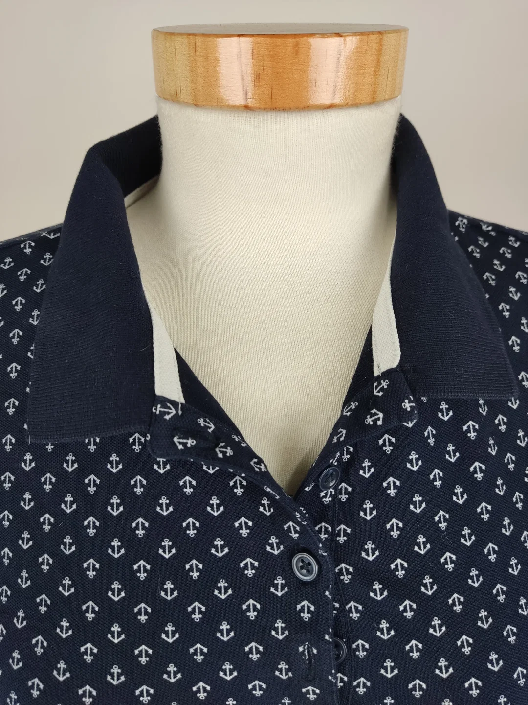 T-Shirt "Montego", kurzarm mit Kragen, blau mit Aufdruck. Größe M – Bild 2
