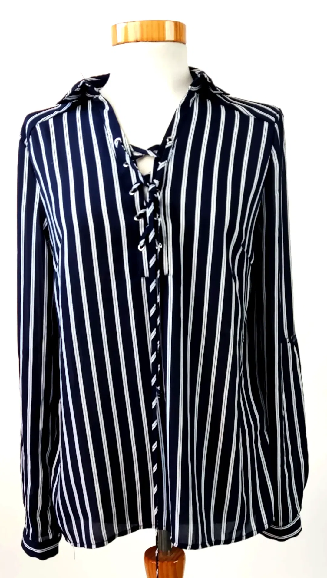 Amisu Damenbluse, blau/weiß - Gr. XS - Bild 4