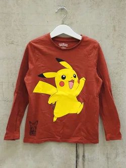 C&A Kinder Langarmshirt mit Pokemonaufdruck, rot - Gr. 128
