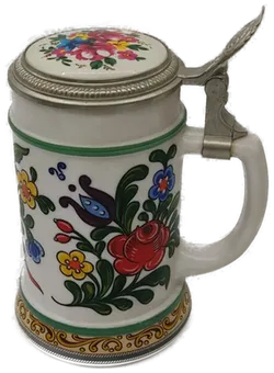 Keramik-Bierkrug - Blumenmuster - Bild 1