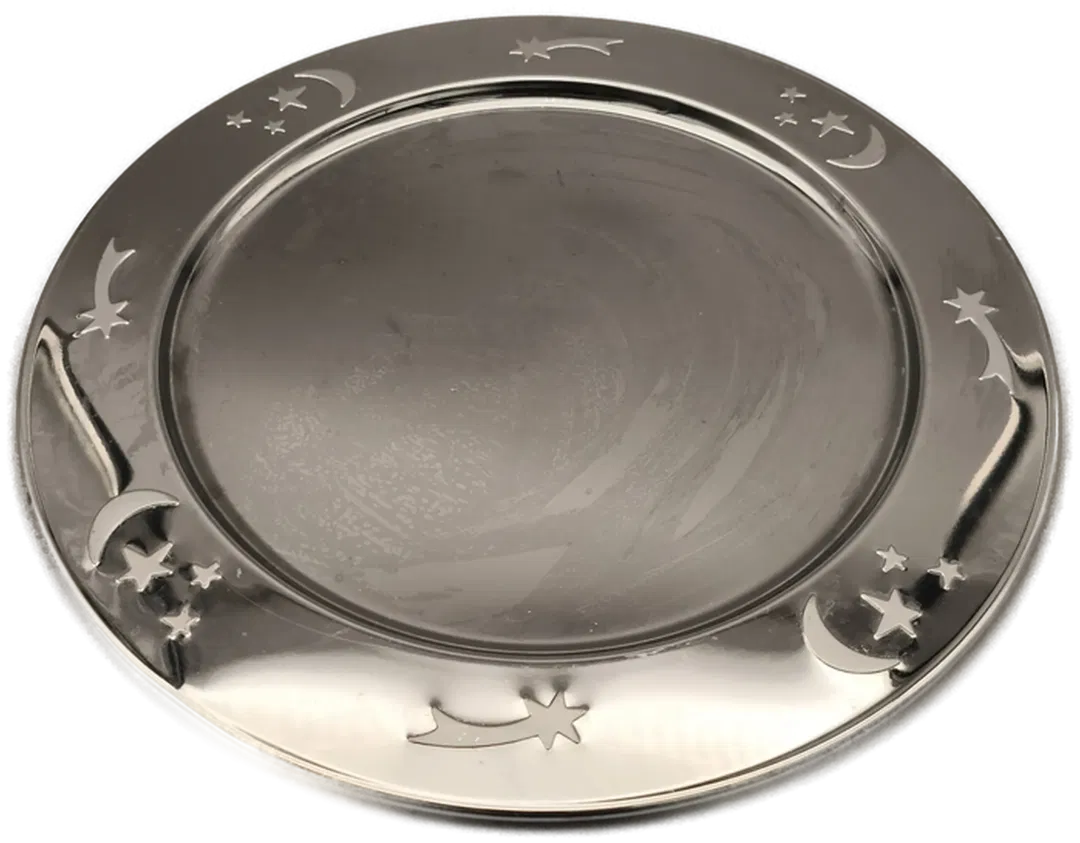 Tablett für Deko, Weihnachten, Ø 39cm, silberfarben - Bild 1
