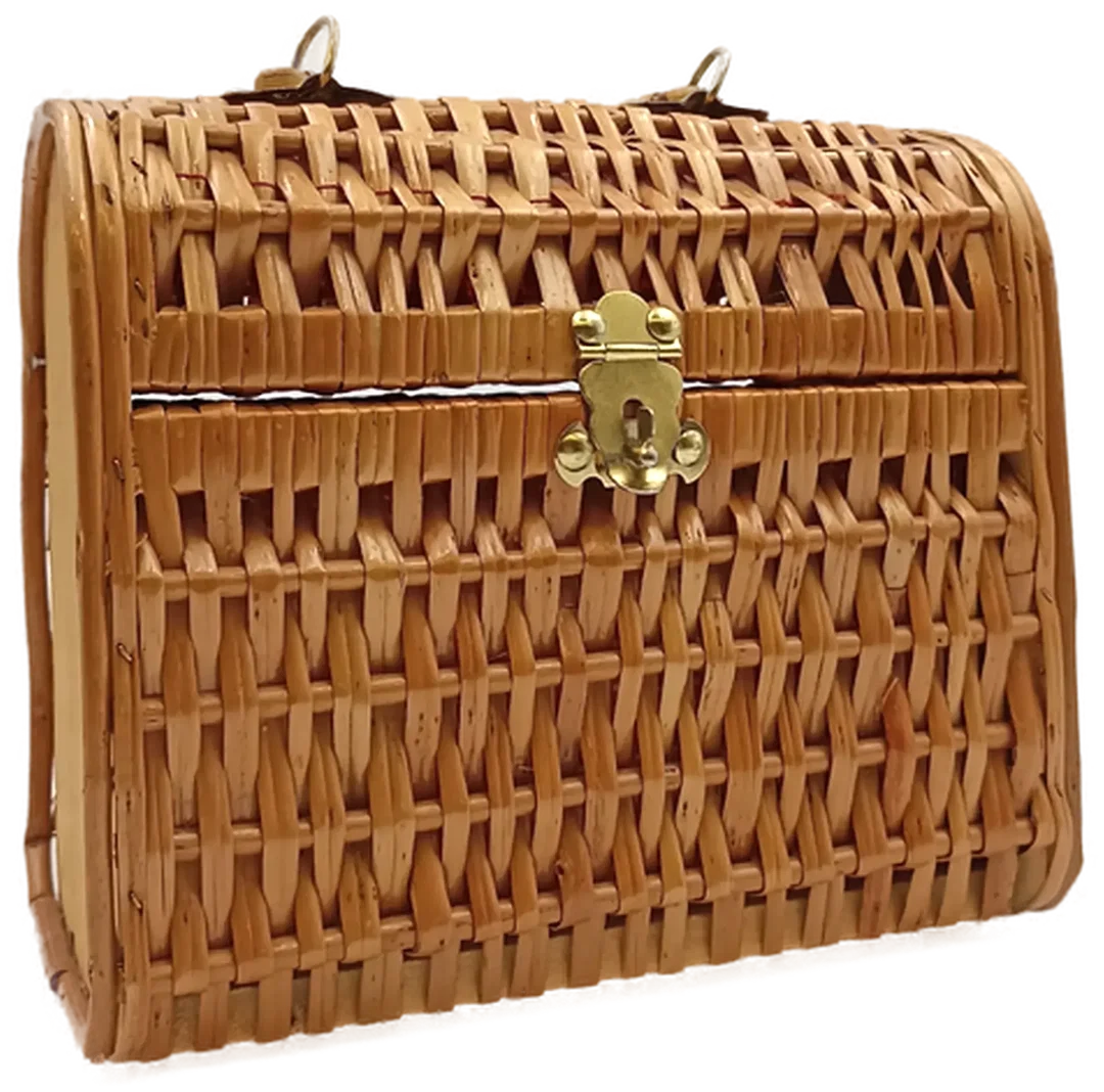 Picknickkorb im Koffer Stiel braun  - Bild 4