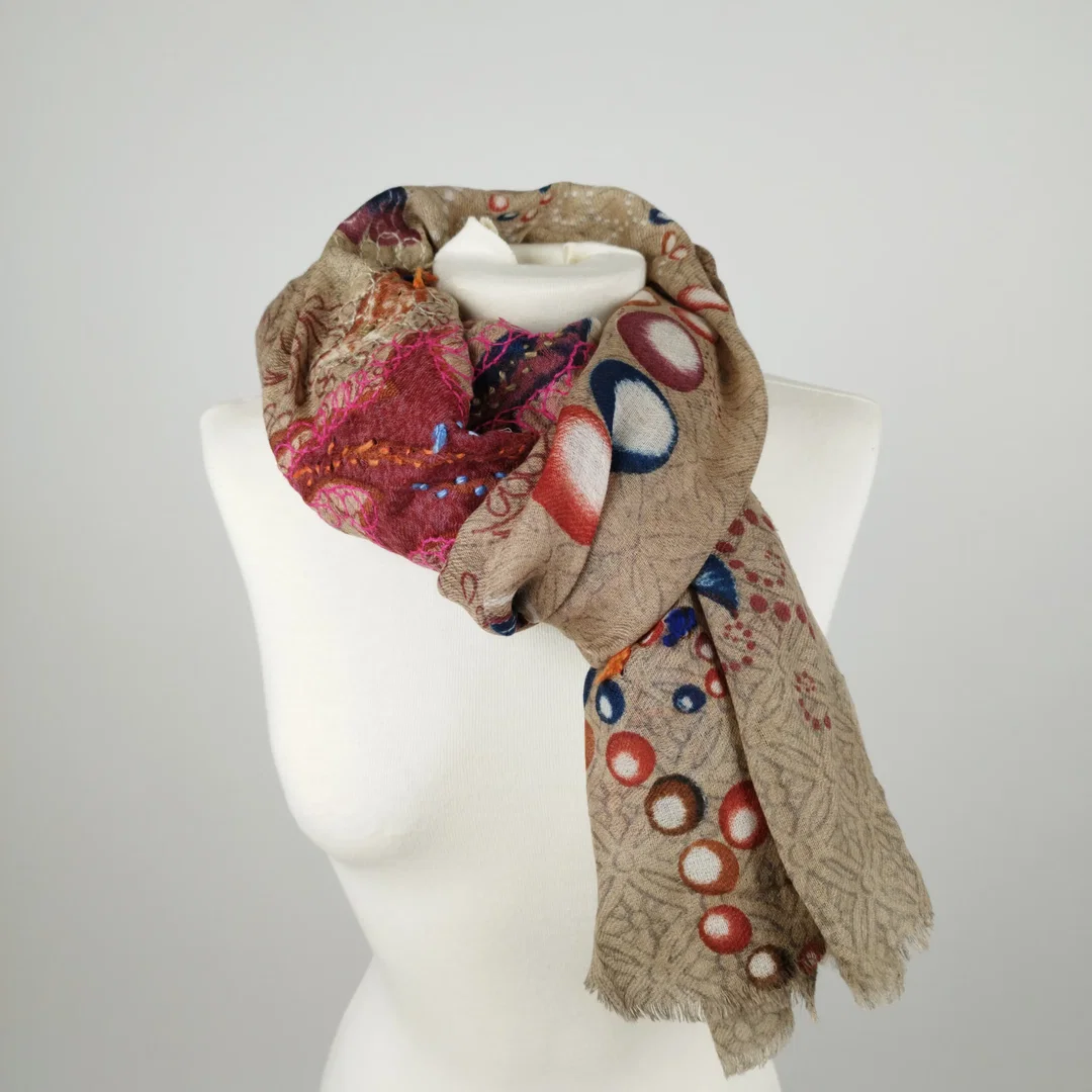 Striessnig Wien Schal Bemustert - ca. 180cm / 100% Wolle - Bild 1