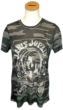 Lucky Brand Janis Joplin Damentshirt grau camouflage Gr. S