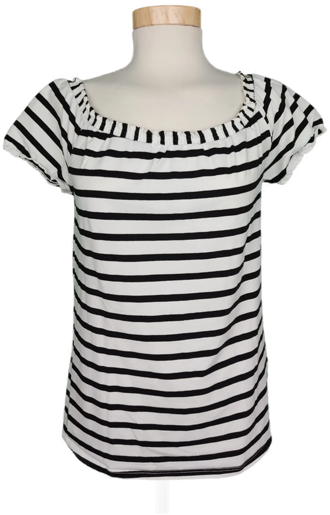 Orsay Damen Shirt mit Gummizug im Ausschnitt schwarz/weiß - M/38 - Bild 4