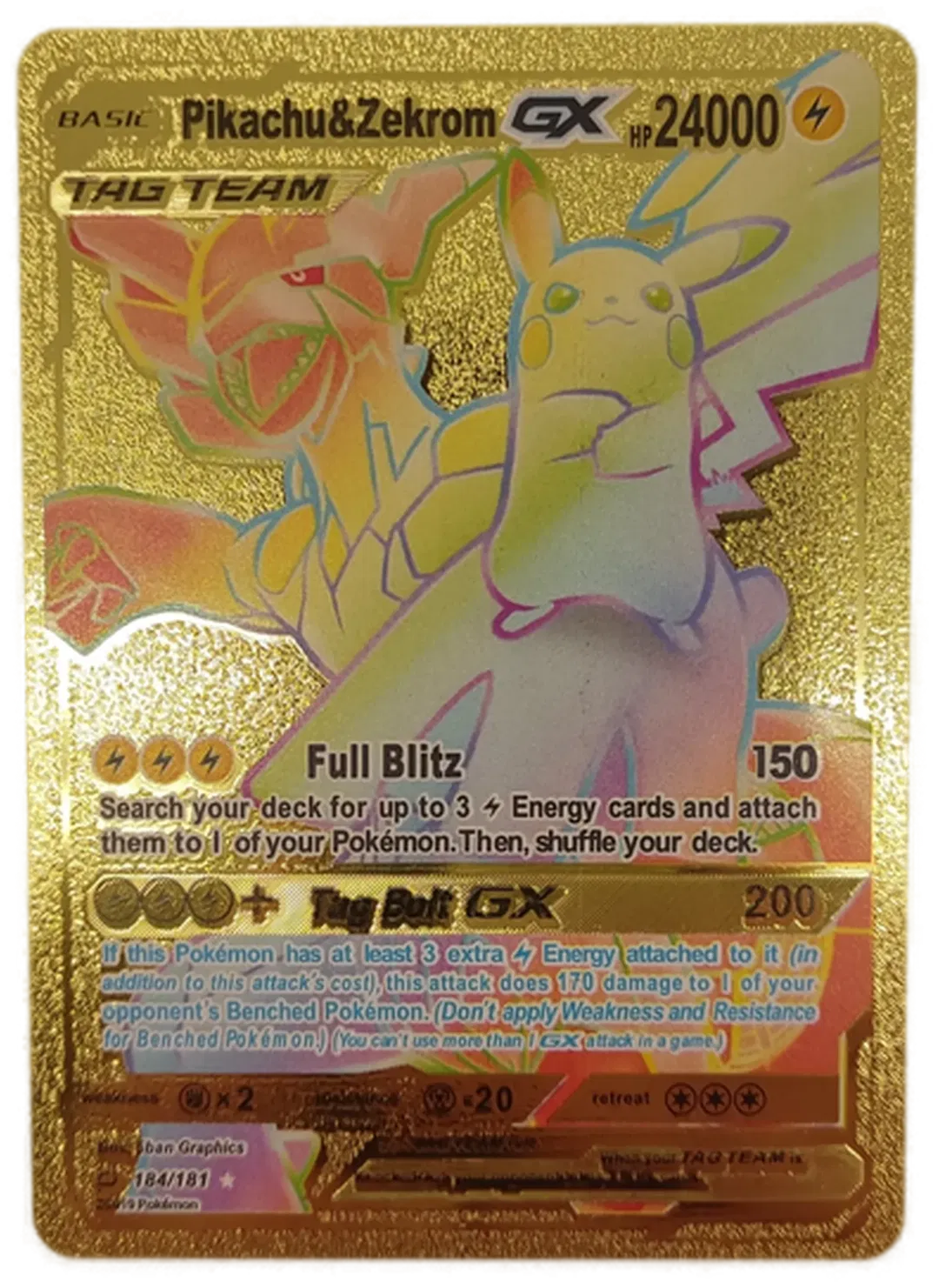 Pokémon Sammelkarte Goldfolie Basic Pikachu & Zekrom GX - Bild 4