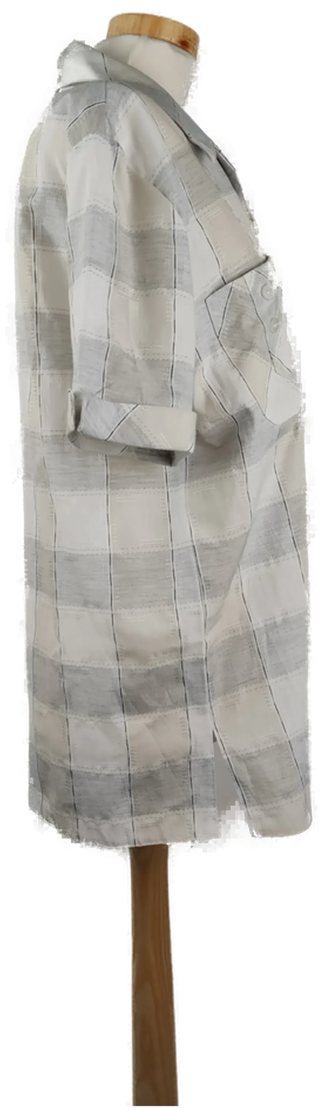 Damenbluse kariert kurzarm grau-weiß-beige - L/40 – Bild 3