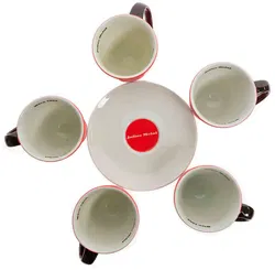 JULIUS MEINL 10-teiliges Set aus Kaffee- und Untertassen in rot-weiß-braun - Bild 2