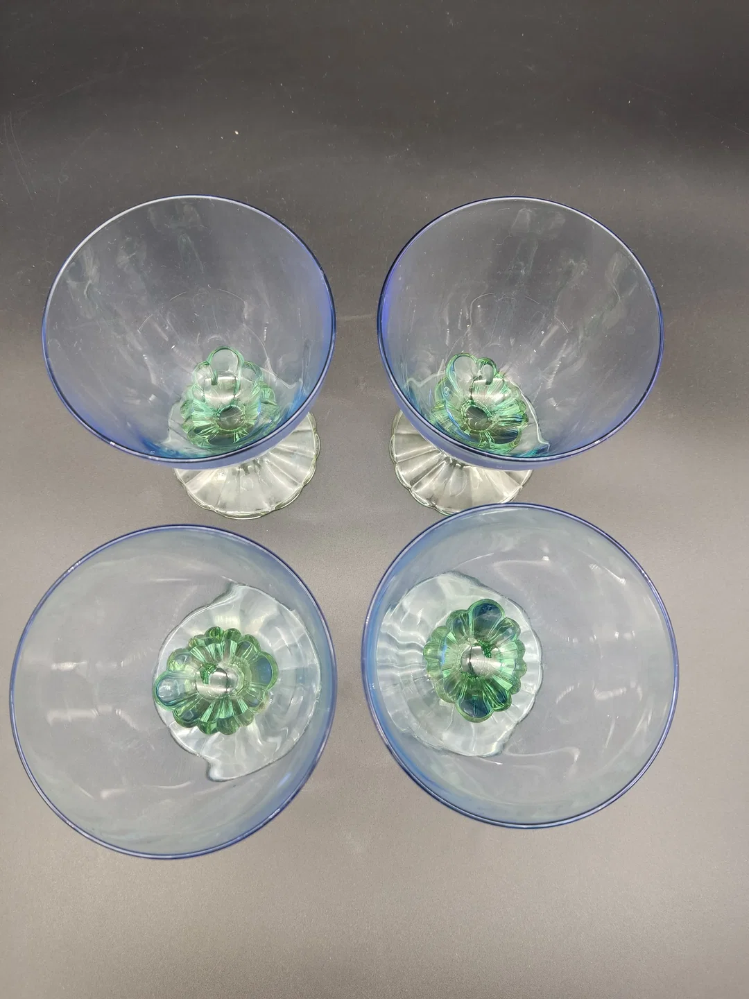 4 Stk. Eisbecher / Dessertgläser blau-grün-transparent – Bild 3