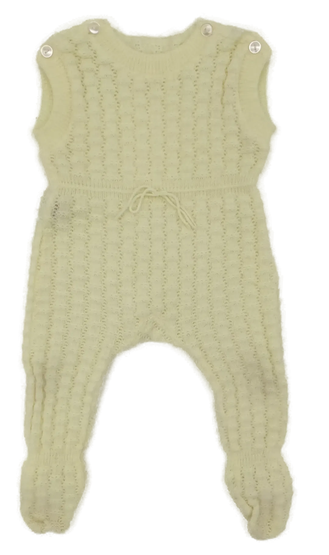 Vintage Hagrose - Baby Strampler, gestrickt, pastellgelb - Bild 1