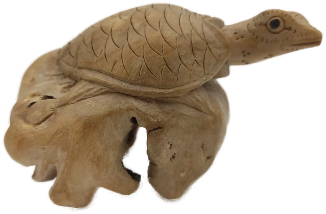 Schildkrötenfigur aus Wurzelholz | Handgeschnizte Glücksbringer – Bild 1
