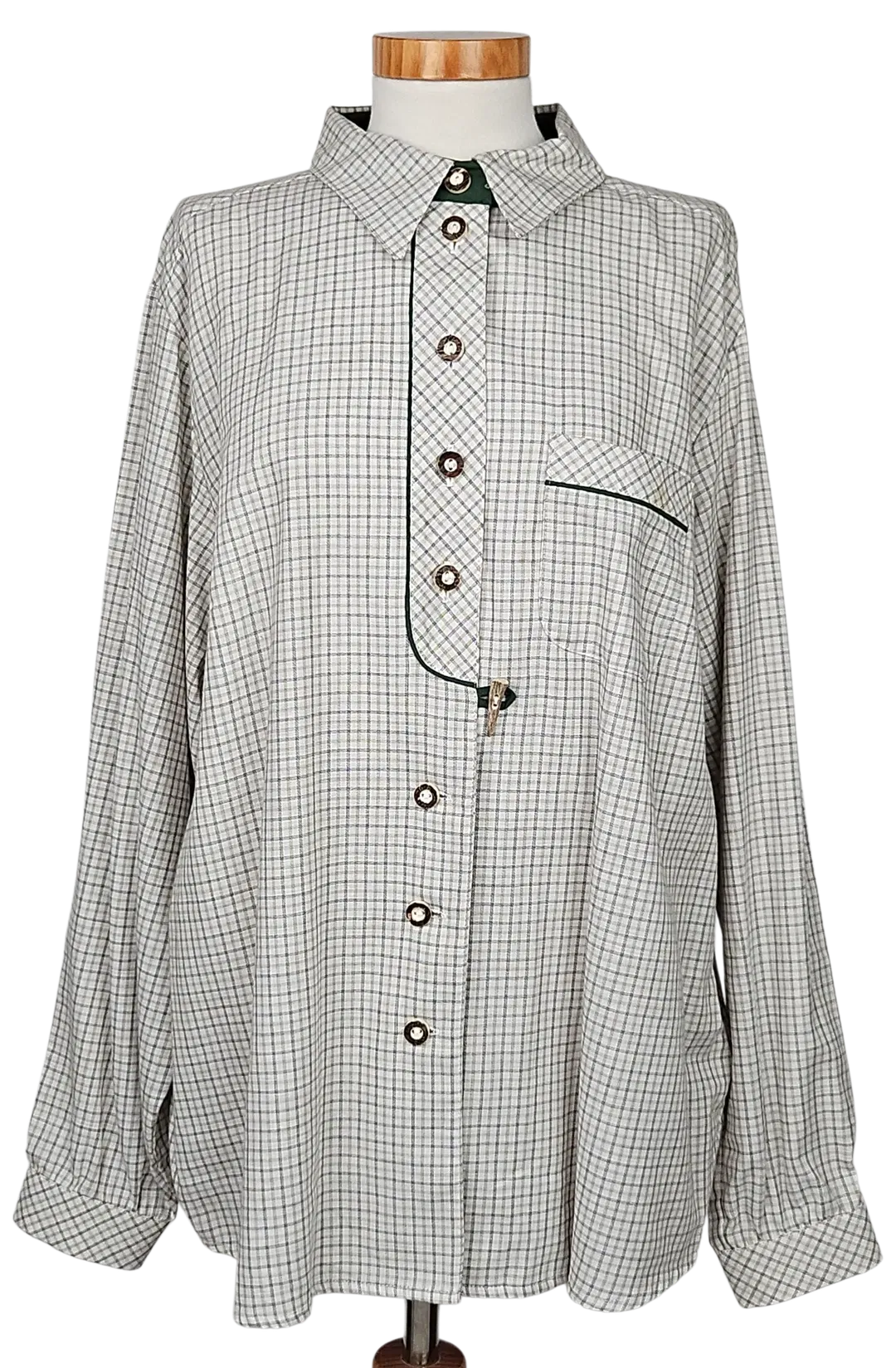 Styrian lady Vintage Damen Trachtenbluse, beige/grün - Gr. XL  - Bild 1