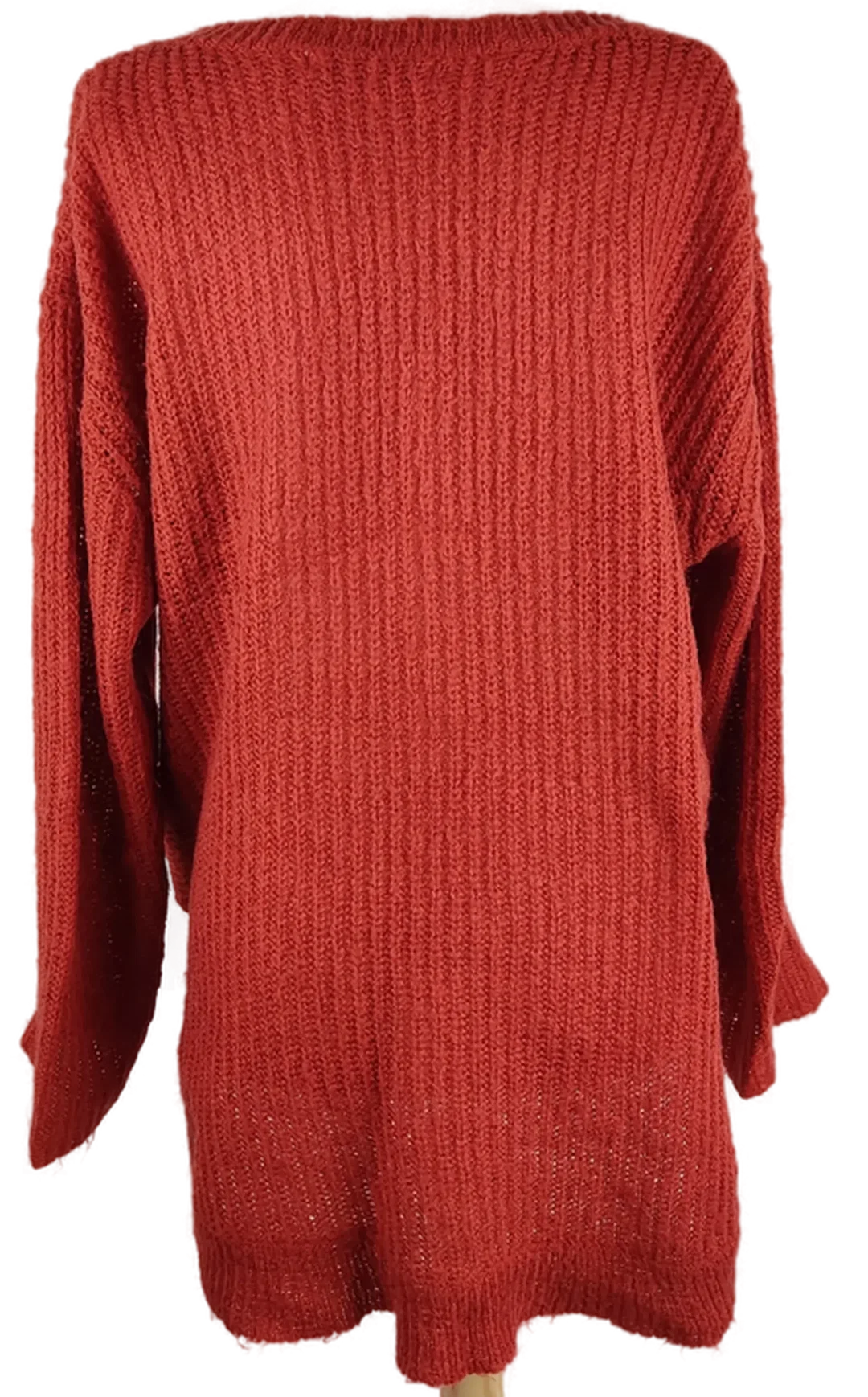 Pullover 'Amisu', langarm mit Rundhalsausschnitt, gestrickt, terracotta, Größe S – Bild 3
