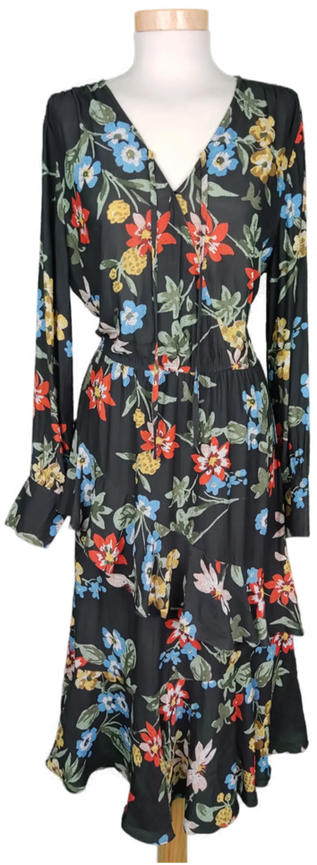 Yessica Damen Wickelkleid schwarz/bunt geblümt - XL/44 - Bild 1