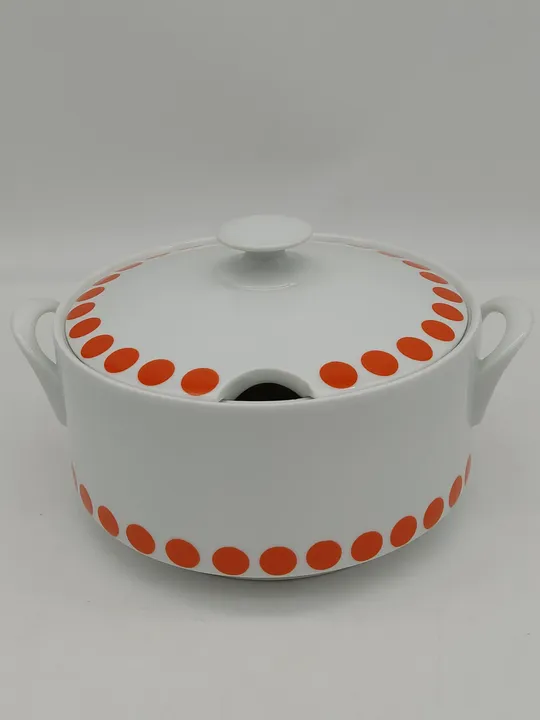 Vintage-Suppentopf  - weiss/orange gemustert - Bild 2