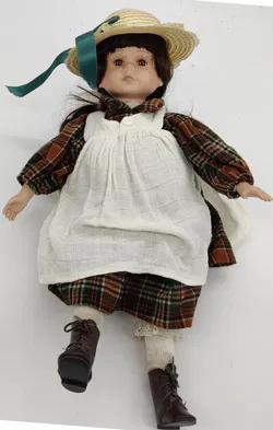 Vintage Porzellanpuppe mit Stoffkörper ca 41cm - Bild 3