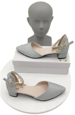 Silberfarbene Glitzer-Pumps mit Strass-Anhängern Gr. 41 | Neu Mit Etikett - Bild 5