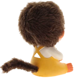 Monchhichi Spardose – ca. 13 cm – gelber Overall – Vintage Sammelfigur „Monchhichi Bank“ – Vorschau 3