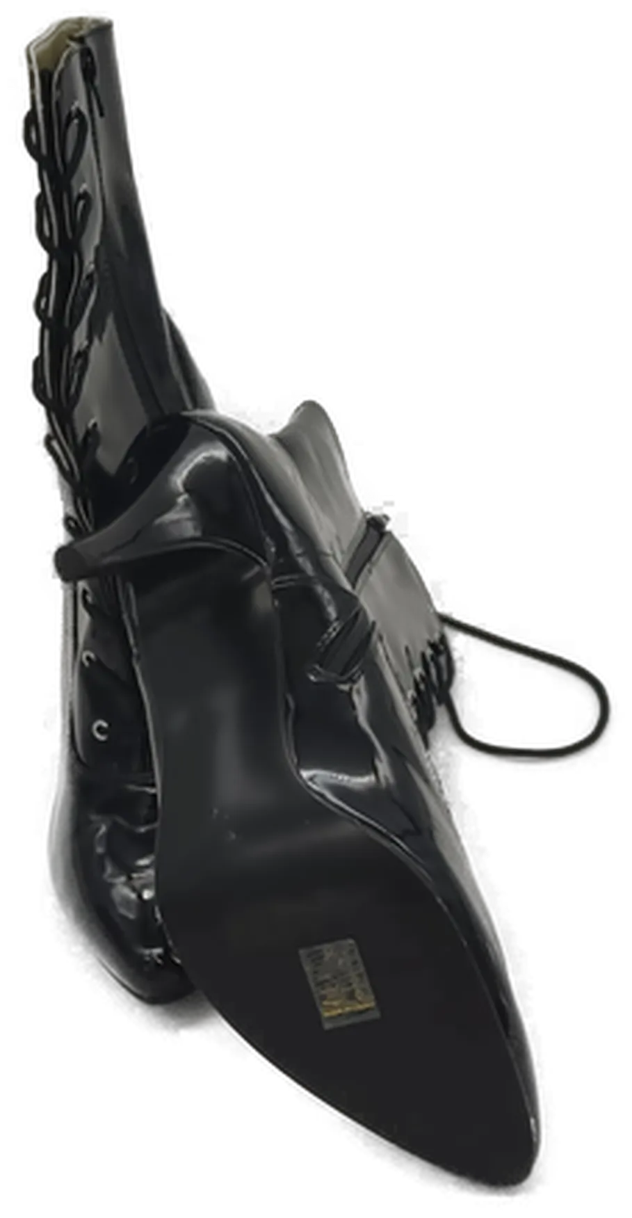 Stiefeletten High-Heels Lack schwarz mit Schnürung  Größe 49 – Bild 2