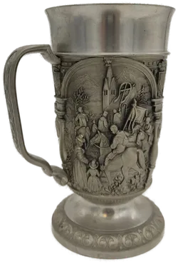 Vintage Kraus & Co v. Tischenreuth, Verzierter Zinnbecher, 95% Zinn, Historische Motive  - Bild 3
