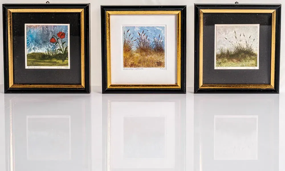 3 Miniatur Aquarelle von Bernhard Traxler gerahmt - Bild 3